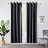 Lifewit Vorhang Blickdicht, Hitzeabweisende Verdunklungsvorhänge, Schallschutz Gardinen mit Ösen Modern Set für Wohnzimmer, Schlafzimmer, 2er Set (140 x 244 cm, Grau)