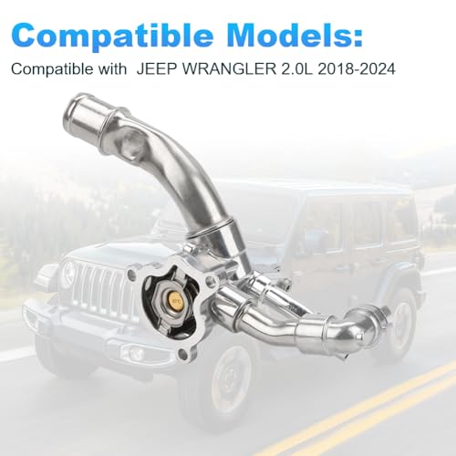 Image of WMPHE Engine Coolant Thermostat Housing Assembly Compatible with Jeep Wrangler 2.0L 2018-2024 Replacement for 5048424AD, 5048424AB, 5048424AC