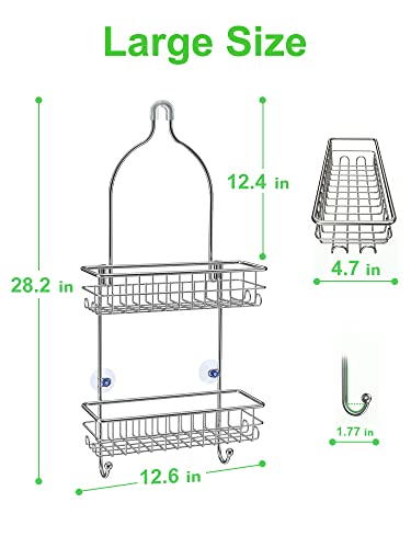 Smartake Hanging Shower Caddy Over Shower Head, Bathroom Shower Caddy Organizer With 10 Hooks, Stainless Steel Shower Caddy Resist Rust Fast Draining, Razor Shampoo Towels Shower Rack Silver #TOP1