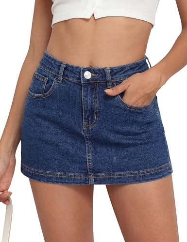 Denim Skort Women Stretch Denim Mini Skirt for Women High Waist Denim Skirt Women Mini Jean Skirt Fashions Jean Skort