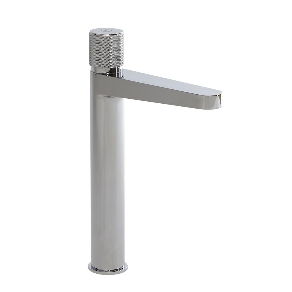 Milano Chrome Orta Deck Mounted Push Button High Rise Mono Bathroom Basin Mixer Tap