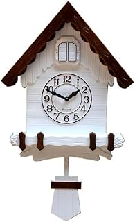 JHKGY Orologio A cucù,Orologio A cucù con modalità Notturna,Uccello Intagliato A Mano, Orologio Decorativo per La Casa,per La Dell'ufficio Scolastico del Soggiorno della Camera da Letto,White a