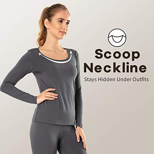 Image of MANCYFIT Thermal Underwear for Women Long Johns Set Fleece Lined Ultra Soft Scoop Neck