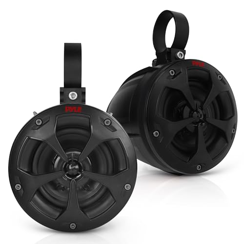 Pyle 4" Off-Road Bluetooth Waterproof Speakers -800W Peak Power Amplified Speaker System for ATV / UTV, Golf Cart, Boat, Aux Input Jack, For use w/all 12V Vehicles - PLUTV43BTA, Black by Pyle - Used condition - US$69.79