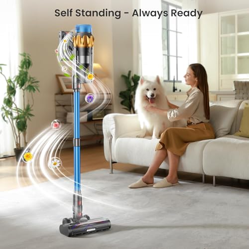 Image of Cordless Vacuum Cleaner, 650W 55KPA 70Mins Vacuum Cleaners for Home, Self-Standing Cordless Stick Vacuum with Anti-Tangle, Lightweight Wireless Vacuum for Hardwood Floor /Carpet /Pet Hair