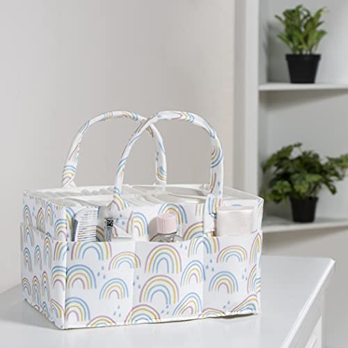 Sammy & Lou Collapsible Painterly Floral Felt Storage Caddy, Divided Design To Keep Diapers, Wipes And Changing Items Organized, Two Handles, 12 in x 6 in x 8 in - Thumbnail 6
