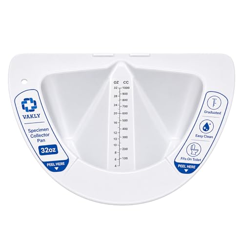 Vakly Graduated Specimen Collector Pans [Pack of 1] Toilet Nursing Hat for Urine, Vomit & Stool Collection Fits Over Toilets and Commodes - 30 oz for Women and Elderly