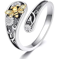 YFN Abeja Anillo Cuchara Plata de Ley 925 Anillo Cuchara Vintage