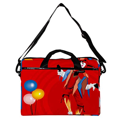 Maletín de portátil de 15 pulgadas anticaída con asas y patrón de Clown with Balloons 2