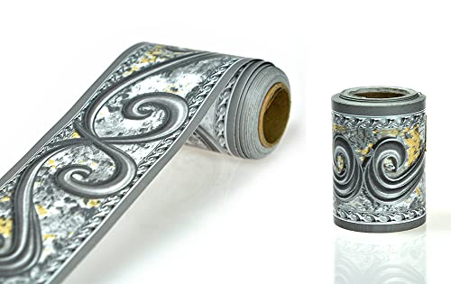 Jz·home Y010 Peel And Stick Wallpaper Border 3D Abstract Curve, Grey Removable Self Adhesive Wall Border Decorative Molding For Home Decor 2''X32.8Ft #TOP5