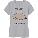 Isaac Morris Women's Pusheen Cat  "So Lazy Can't Move"  T-Shirt - Medium -  Light Heather Grey