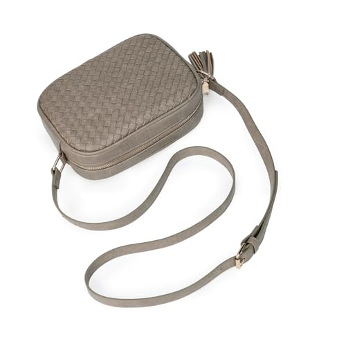 Image of AFKOMST Woven Crossbody Bag, Small Summer Purse and Boho Bag for Women | Vegan Leather, Roomy Space, 2.3L Capacity, fits iPad mini /Long Wallet /Kindle, Versatile for Daily Use /Casual /Date /Office
