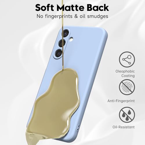 Image of DIZORO Microfiber Candy Case for Samsung M16 5g / F16 5g Smooth Touch Cushion Liquid Soft Silicone Gel Rubber Phone Cases Non-Slip Full Body Protective Shockproof Back Cover- Carolina, Light Blue