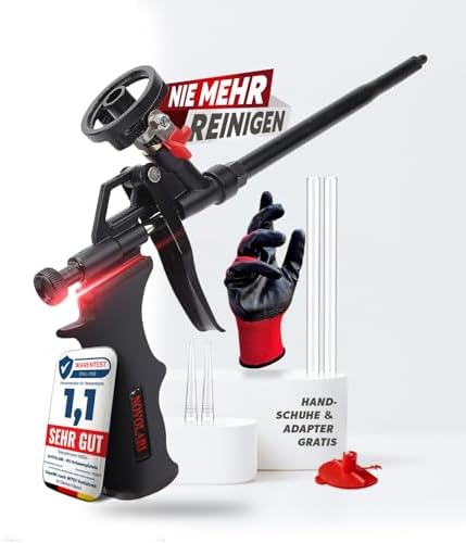 Novolari® PU Bauschaumpistole mit selbstschließendem Ventil | langlebiger Kupferspitze – präzise Ergebnisse ohne Reinigungsaufwand - PU Schaumpistole für maximale Haltbarkeit - Foa