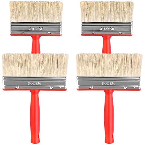 4 Pack Fence Brush Paint Decking Brush Timber Block Brush 120 mm and 150 mm for All Types of Painting Job Cover