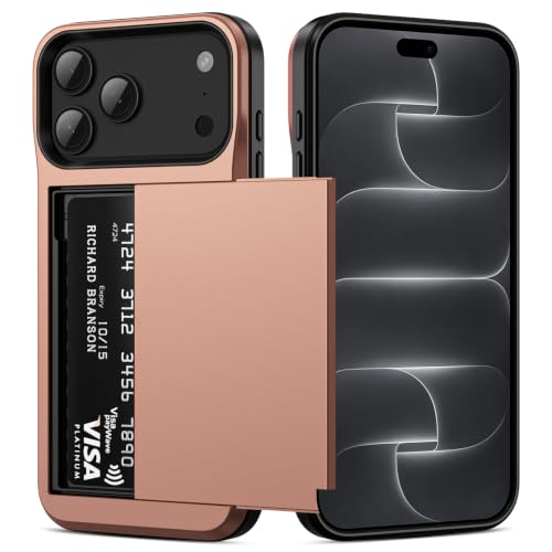 Vofolen for iPhone 18/17 Pro Max Case Wallet with Card Holder Rose Gold