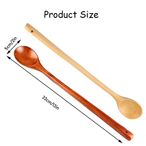 Long Handle Wooden Spoons Cooking & Stirring 2 Pcs Long Spoons Wooden Mixing Spoon Soup Mixing Kitchen Tools Wooden Utensils(13 Inches) 2-Spoond #TOP1