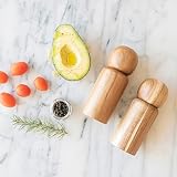 MONDAY MOOSE Manual Refillable Solid Acacia Wood Salt and Pepper Grinder Spice Mill Set Ceramic Roto