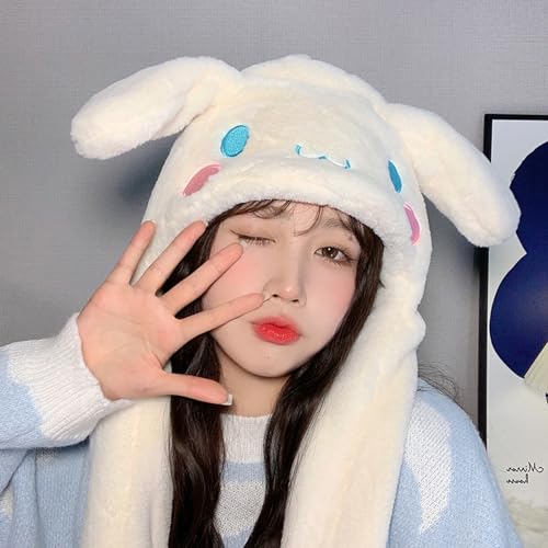 Kawaii Rabbit Plush Hat with Scarf for Women Girls Funny Cartoon Plush Cap Cosplay Christmas Cute Bunny Hat Gift3
