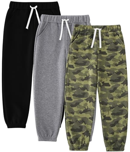 Boys Sweatpants Joggers with Fleece Lining, Athletic Pants, Sizes 4T-8