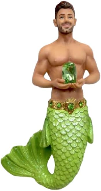 December Diamonds 55-55496 August Peridot Merman Ornament 4.5 Inches