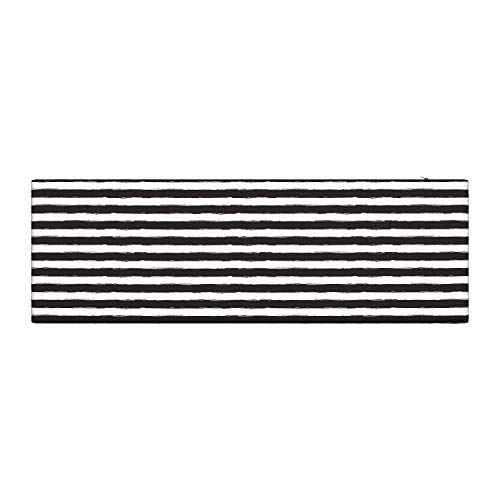 Lunarable Striped Bench Pad, Watercolor Style Brush Stroke Effect Horizontal Stripes Pattern Monochrome Design, Standard Size Hr Foam Cushion With Decorative Fabric Cover, 45" X 15" X 2", Charcoal #TOP1