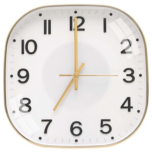 Image of TEKCOOL Plastic Analogue Wall Clock 12 inch Silent Quartz Decorative Wall Clock Non-Ticking Classic Clock Battery Operated Round Easy to Read for Room /Home /Kitchen /Bedroom /Office /School.White Gold'