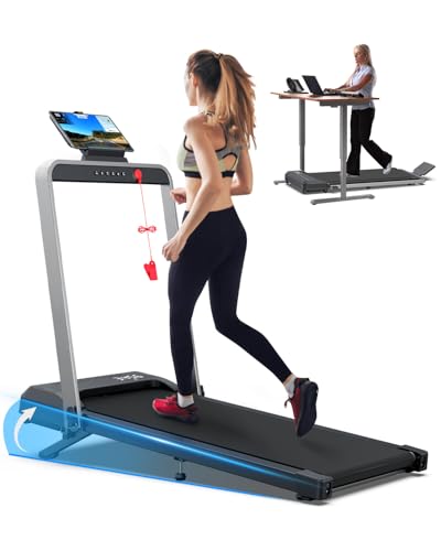 Image of WELLFIT Foldable Treadmills 10% Incline, Under Desk Walking Pad Treadmill with 350LBS Weight Capacity, Portable Treadmill for Home Office with Handle, 3 in 1 Small Treadmill, No Assembly, Easy Storage