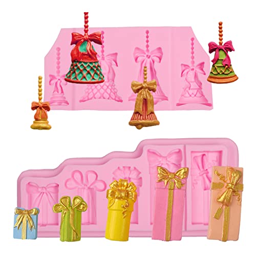 Christmas Bells & Gift Box Silicone Fondant Mold Set of 2