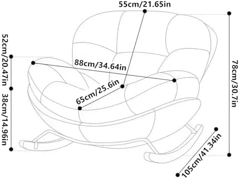 Comfy Upholstered Rocking Chair for Indoor Bedroom & Balcony, Lazy Sofa with Ottoman for Relaxation, Napping & Reading - Stylish & Cozy Design (Without Footstool)