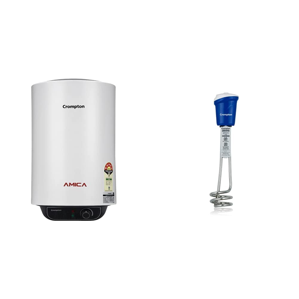 Buy Crompton Amica ASWH-2015 15-Litre Storage Water Heater (Black and  White) u0026 Crompton Ihl251 1500-Watt Immersion Water Heater (Blue) Online at  Low Prices in India - Amazon.in