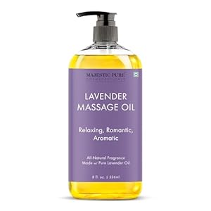 Majestic Pure Lavender Massage Oil 236 ml – Hydrating, Calming & Rejuvenating Body Massage Oil, Made with Natural Oils, for Men & Women
