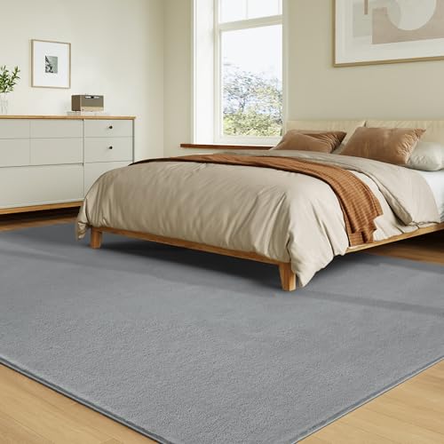 CASTLYE Solid Washable Area Rug - 8x10 Medium Pile Faux Cashmere Carpet for Living Room Bedroom, Grey - Image 2