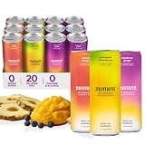 Moment Botanical Tea (Shark Tank) - Non Carbonated - Calm, Clarity & Relaxation with L-Theanine & Ashwagandha - Non Alcoholic Drinks - Sparkling Adaptogen Drink - 0 Sugar 0 Caffeine - 12 Pack 11.5 fl oz