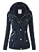 WJC643 Womens Pop Of Color Parka Jacket L Navy
