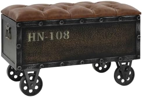 vidaXL Storage Bench in Solid Wood, Brown, 80.5 x 41 x 50 cm, Fir...