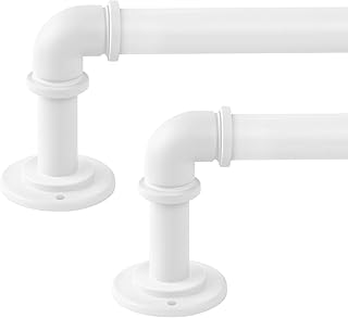 OLV 2 Pack White Industrial Curtain Rods for Windows 28 to 48 Inch(2.3 to 4 Feet), 1 Inch Diameter Blackout Wrap Around Adjustable Heavy Duty Window Drapery Rods, Indoor and Outdoor
