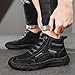ENOEGMSD Men's Handmade Lace Up Ankle Chukka Boots Fashion Non-Slip High Top Sneakers Comfortable Slip-on Outdoor Walking Driving Leather Boots (Black,13)