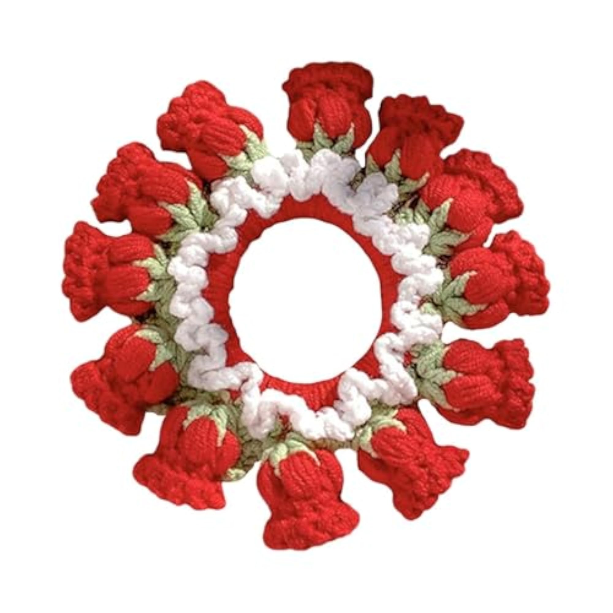 Knitted Red Crochet Ponytail Holder Scrunchie for Festivals and Weddings