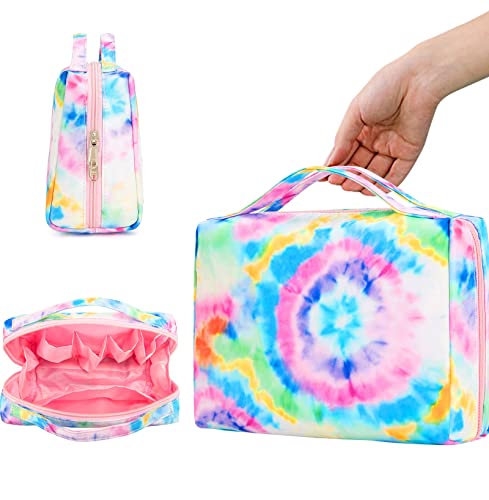 Bluboon Toiletry Bag Travel Makeup Bag Portable Cosmetic Bag Organizer For Women And Girls (Tie Dye Blue) #TOP3