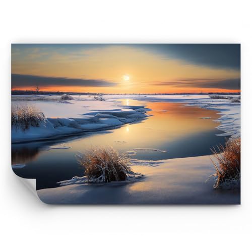 ARTTOR Papel pintado de papel no tejido Standard - Invierno Río Paisaje - 150x105 cm - Fotomurales XXL Moderna Decorativos Murales Papel tapiz fotográfico Dormitorio Para la sala - WF1AA150x105-5813