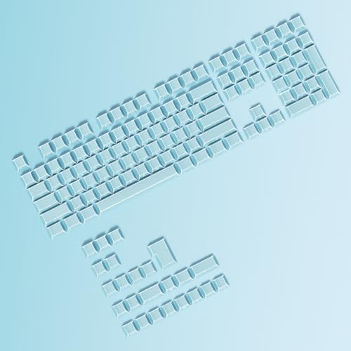 Image of Blue PBT Shine Through Keycaps, Side Printed Translucent Keycaps, Double Shot Cherry Profile for MX Switches Mechanical Keyboard