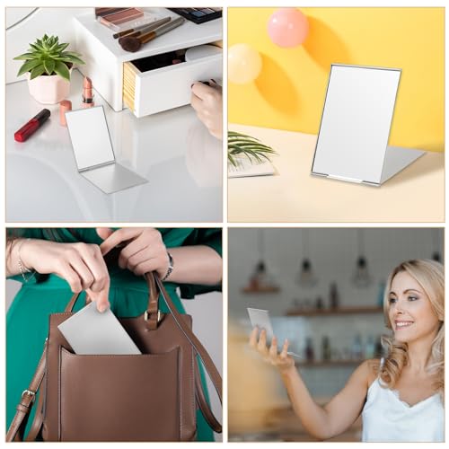 OSDUE Reisespiegel Taschenspiegel Klein Kosmetikspiegel Handspiegel, Mini Schminkspiegel, Klappbar Reisespiegel, Kleiner Spiegel für Reisen/Büro/Rasieren/Camping und Make-up, 2pcs 8.5 * 5cm