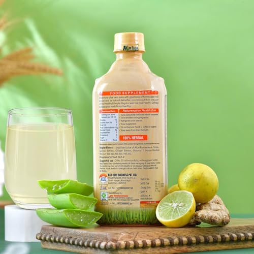 Image of Aloe More Aloe Vera Juice 500ml +100ml extra | Natural Detox Drink with Honey, Ginger & Lemon | Ayurvedic Health Drink for Glowing Skin & Healthy Hair| Improves Digestion & Detoxifies Body | Pack of 1