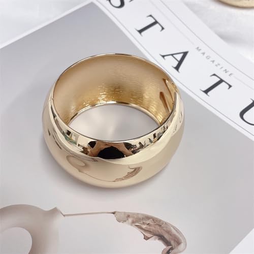 Extra Wide Chunky Bangle Bracelets for Women Dainty Minimalist Classic 14K Yellow Gold Plated Cuff Wrist Open Bangles Statement Unique Exaggerate High Polished Fashion Trendy Jewelry Gift3