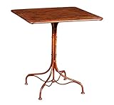 Table en fer forgé, finition rouge vieilli