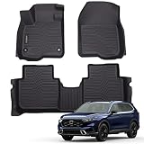 Auxko All Weather Floor Mats Fits for Honda CR-V 2023 2024 2025 2026 (Include Hybrid) TPE Rubber Liners Accessory for Honda CRV 2023 2024 2025 2026 Odorless Anti-Slip Mats Black