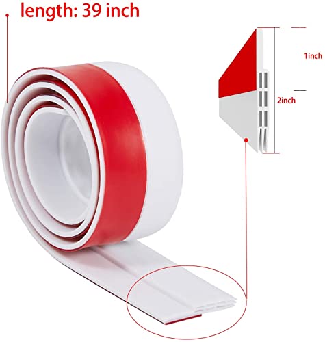 Door Draft Stopper Under Door Seal for Exterior/Interior Doors, Door Sweep Strip Under Door Draft Blocker, Soundproof Door Bottom Weather Stripping, 2" W x 39" L, (White)