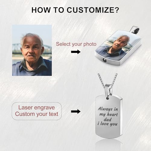 Funnylife Personalized Ashes Necklace for Men Women Pet Custom Photo Text Stainless Steel Memorial Cremation Jewelry Keepsake Memorial Gifts3