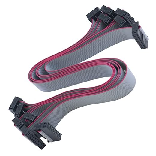 Antrader 30CM 16-Pin IDC Connector Flat Ribbon Cable with Black 2.54mm FC Dual Row Female to Female Sockets, 6 Pieces